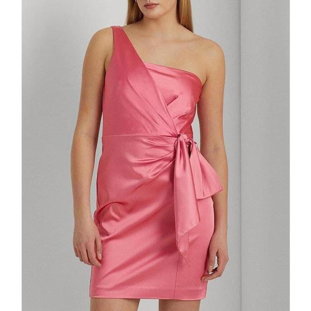 NEW! Lauren Ralph Lauren Women's 14 Structured Satin-Cocktail Dress NWT $265 - Picture 2 of 4